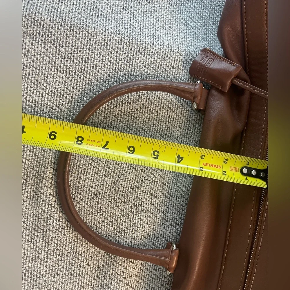 Coach Heavy Brown Leather Travel Duffel Bag with Coach Lock and Key - Picture 8 of 16